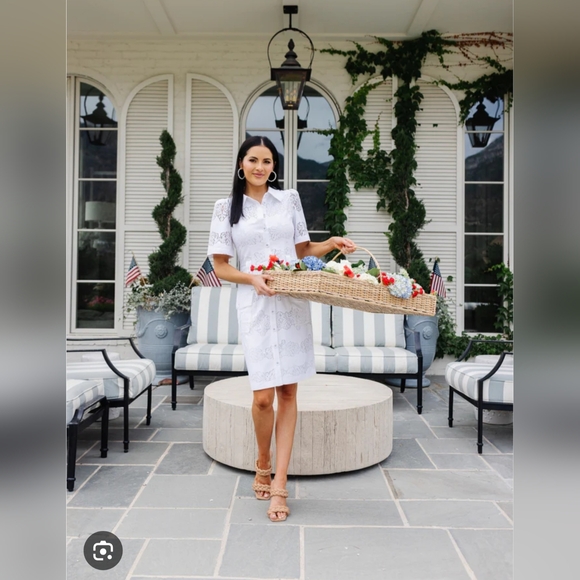 Rachell Parcell Women's White Short Sleeve Button Front Dress Size 10 - Picture 2 of 11